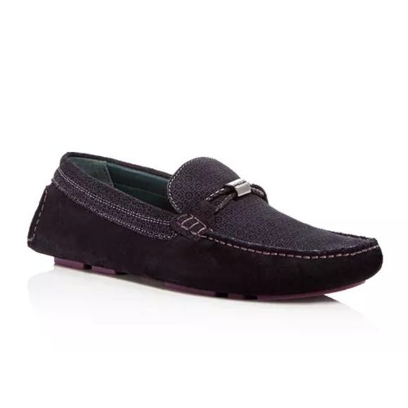 🇪🇸 New Ted Baker London Carlsun 2 Driving Loafers | Suede Geo-Print Blue 13 - Picture 1 of 14